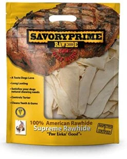 Savory Prime 100% American Beef Rawhide Chips, All-Natural Treat W/ No Preservatives, Chemicals, Or Additives, Satisfy The Urge To Chew & Promote Dental Health, 2Lb Resealable Bag (Natural Flavor)