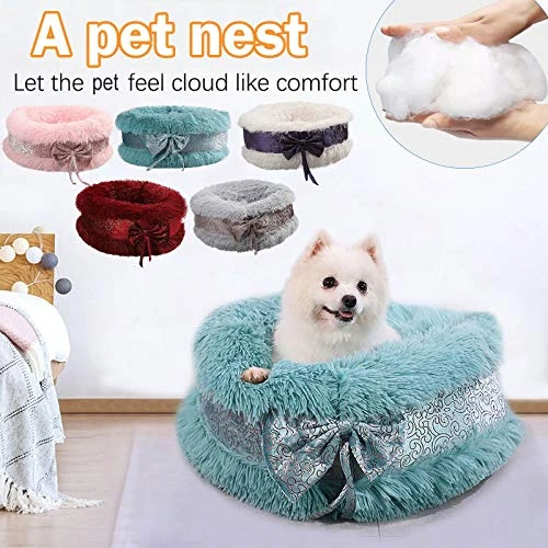 Watonic Dog Bed Cat Bed Comfortable Plush Kennel Dogs Pet Litter Deep Sleep Cat Litter Sleeping Bed Bow Lace Noble Elegant Wedding (Gray,15.76inch) 1 Watonic Dog Bed Cat Bed Comfortable Plush Kennel Dogs Pet Litter Deep Sleep Cat Litter Sleeping Bed Bow Lace Noble Elegant Wedding (Gray,15.76inch)