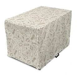 Ambesonne Food Dog Crate Cover, Italian Traditional Pasta Pattern Sketch Tasty Cuisine Culture Print, Easy To Use Pet Kennel Cover For Small Dogs Puppies Kittens, 22 Inch, Eggshell Ivory