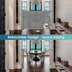 Baby Gate With Cat Door Walk Through 55" Wide Retractable Baby Gates Indoor Retractable Dog Gate Outdoor Pet Gate With Cat Door Gates For Pets Cat Gate For Doorway Dog Gates For The House, Gray 9 Baby Gate With Cat Door Walk Through 55" Wide Retractable Baby Gates Indoor Retractable Dog Gate Outdoor Pet Gate With Cat Door Gates For Pets Cat Gate For Doorway Dog Gates For The House, Gray -Zoomie Shop 51nfrweyiLL