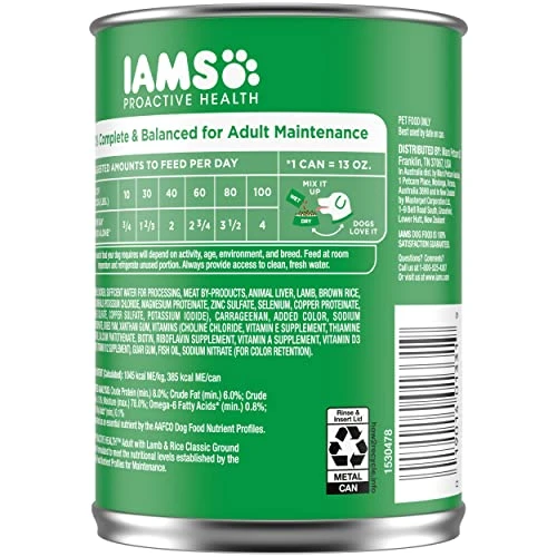 IAMS PROACTIVE HEALTH Adult Wet Dog Food Classic Ground With Lamb And Whole Grain Rice, Of 13 Oz.(Pack Of 12) 2 IAMS PROACTIVE HEALTH Adult Wet Dog Food Classic Ground With Lamb And Whole Grain Rice, Of 13 Oz.(Pack Of 12) - Image 2
