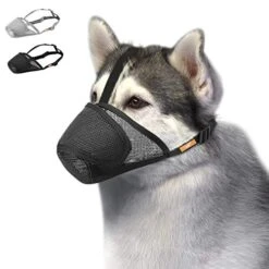 Dog Muzzle Mesh With Overhead Strap, No Lick Dog Mask Mouth Guard Muzzle For Dogs Prevent Biting Chewing (M, Black)