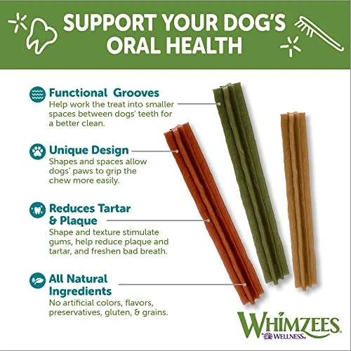 WHIMZEES By Wellness Stix Natural Dental Chews For Dogs, 3X Longer Lasting & Grain-Free, Freshen Breath & Fight Plaque & Tartar, Medium Breed, 14 Count 3 WHIMZEES By Wellness Stix Natural Dental Chews For Dogs, 3X Longer Lasting & Grain-Free, Freshen Breath & Fight Plaque & Tartar, Medium Breed, 14 Count - Image 3