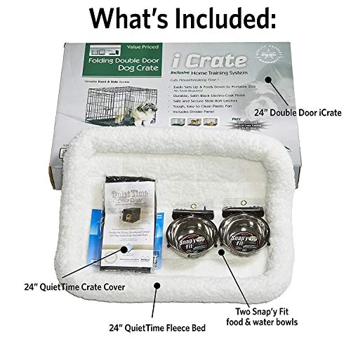 ICrate Dog Crate Starter Kit | 24-Inch Dog Crate Kit (Black) & Glad For Pets Black Charcoal Puppy Pads 23" X 23" | Puppy Potty Training Pads, 100 Count 3 ICrate Dog Crate Starter Kit | 24-Inch Dog Crate Kit (Black) & Glad For Pets Black Charcoal Puppy Pads 23" X 23" | Puppy Potty Training Pads, 100 Count - Image 3