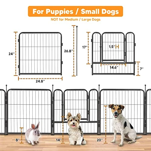 TMEE Dog Playpens 8/16 Panels Dog Pen Outdoor Indoor Dog Fence Exercise Pen 24 Inch Height Pet Play Yard Gate With Doors For Small Dogs/Puppies, Pet Playpen For RV, Camping, Yard, 8 Pcs 4 TMEE Dog Playpens 8/16 Panels Dog Pen Outdoor Indoor Dog Fence Exercise Pen 24 Inch Height Pet Play Yard Gate With Doors For Small Dogs/Puppies, Pet Playpen For RV, Camping, Yard, 8 Pcs - Image 4