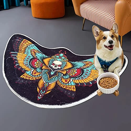 Fun Moths Insect Skull Totem Pattern Dog Feeding Mats Pet Mat Super Absorbent Microfiber Pet Rug Pattern Art Print Plush Rugs Dog Cat Food Mat For Floors Bathroom 32" X 22" Non-Slip Carpet 2 Fun Moths Insect Skull Totem Pattern Dog Feeding Mats Pet Mat Super Absorbent Microfiber Pet Rug Pattern Art Print Plush Rugs Dog Cat Food Mat For Floors Bathroom 32" X 22" Non-Slip Carpet - Image 2