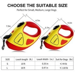 Retractable Dog Leash With Bright LED Flashlight, 10 Ft Dog Safety Walking Leashes For Small Medium Large Dogs Up To 44 Lbs,Tangle Free, Anti-Slip Comfort Grip (Small- 10 Ft Up To 44 Lbs, Yellow) 10 Retractable Dog Leash With Bright LED Flashlight, 10 Ft Dog Safety Walking Leashes For Small Medium Large Dogs Up To 44 Lbs,Tangle Free, Anti-Slip Comfort Grip (Small- 10 Ft Up To 44 Lbs, Yellow) -Zoomie Shop 51pCG9SWjsL
