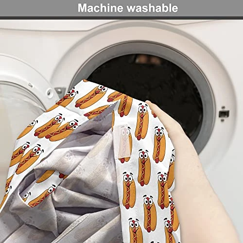 Ambesonne Hot Dog Dog Crate Cover, Cheerful Characterized Food With Eyes And Smiling Frankfurter, Easy To Use Pet Kennel Cover For Small Dogs Puppies Kittens, 18 Inch, Apricot Vermilion 2 Ambesonne Hot Dog Dog Crate Cover, Cheerful Characterized Food With Eyes And Smiling Frankfurter, Easy To Use Pet Kennel Cover For Small Dogs Puppies Kittens, 18 Inch, Apricot Vermilion - Image 2