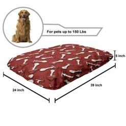 Ambesonne Mushroom Pet Bed, Autumn Pattern With Amanita Muscaria Psychedelic Food Forest Woodland, Chew Resistant Pad For Dogs And Cats Cushion With Removable Cover, 24" X 39", Burnt Sienna Red White -Zoomie Shop 51pUGL9OqvL