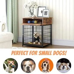 Furniture Dog Crates For Small Dogs, Particle Board Dog Kennel Dog Crate End Table, Nightstand Design Dog Cage With 1 Drawer & Storage Space (Brown) -Zoomie Shop 51pbf7lcXNL