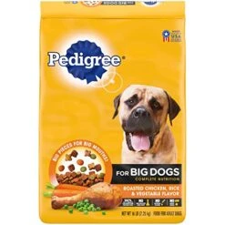 Pedigree For Big Dogs Adult Complete Nutrition Large Breed Dry Dog Food Roasted Chicken, Rice & Vegetable Flavor Dog Kibble, 16 Lb. Bag