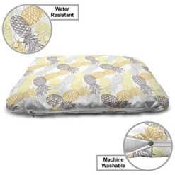 Ambesonne Fruits Pet Bed, Soft Toned Exotic Pineapple Tropical Diet Food Illustration, Chew Resistant Pad For Dogs And Cats Cushion With Removable Cover, 24" X 39", Marigold Dimgray -Zoomie Shop 51pluULZTZL