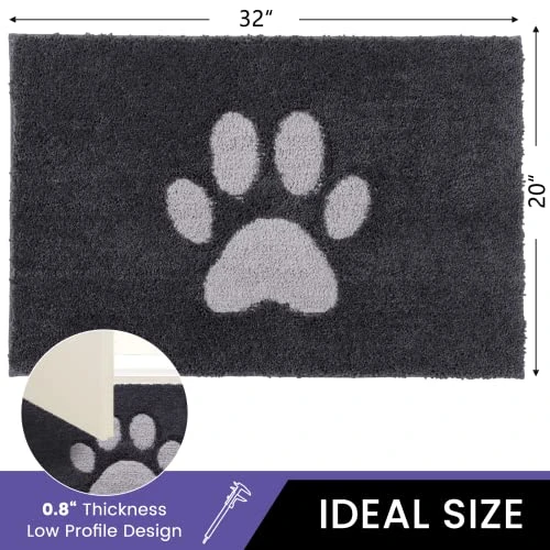 Door Mat Indoor, Dog Mats For Muddy Paws Super Absorbent, Low-Profile Entryway Rug With Non-Slip Backing, Washable Dirty Trapper Inside Entrance Doormat For Shoes, 20" X 32", Dark Gray 2 Door Mat Indoor, Dog Mats For Muddy Paws Super Absorbent, Low-Profile Entryway Rug With Non-Slip Backing, Washable Dirty Trapper Inside Entrance Doormat For Shoes, 20" X 32", Dark Gray - Image 2