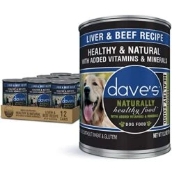 Dave's Pet Food Wet Dog Food (Liver & Beef), Made In USA Naturally Healthy Canned Dog Food, Added Vitamins & Minerals, Wheat & Gluten-Free, 13.2 Oz Cans (Case Of 12)