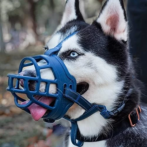 Dog Muzzle,Soft Basket Silicone Muzzles For Dog, Best To Prevent Biting, Chewing And Barking, Allows Drinking And Panting, Used With Collar 14 Dog Muzzle,Soft Basket Silicone Muzzles For Dog, Best To Prevent Biting, Chewing And Barking, Allows Drinking And Panting, Used With Collar - Image 14