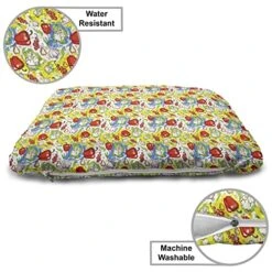 Lunarable Vegetables Wooden Dog House, Ornate Food Garlic Pepper Cauliflower Delicious Plants Image, Outdoor & Indoor Portable Dog Kennel With Pillow And Cover, X-Large, Lime Green Yellow -Zoomie Shop 51qF4aetHfL