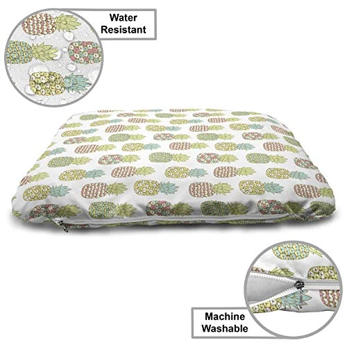Ambesonne Pineapple Pet Bed, Tropical Fruit Pattern In Pastel Colors Juicy Nutritious And Ripe Summer Food, Chew Resistant Pad For Dogs And Cats Cushion With Removable Cover, 24" X 39", Multicolor 4 Ambesonne Pineapple Pet Bed, Tropical Fruit Pattern In Pastel Colors Juicy Nutritious And Ripe Summer Food, Chew Resistant Pad For Dogs And Cats Cushion With Removable Cover, 24" X 39", Multicolor - Image 4