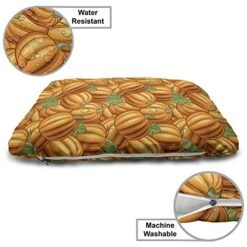 Ambesonne Harvest Pet Bed, Pumpkins In A Vibrant Colored Pattern Natural Ingredients Vegetarian Organic Food, Chew Resistant Pad For Dogs And Cats Cushion With Removable Cover, 24" X 39", Orange Green -Zoomie Shop 51qJA4lBqoL