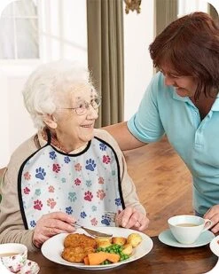 Funnywall88 Adult Bibs Colorful Pet Dog Paws Waterproof Apron For Elderly, Women For Eating With Adjustable Strap Snap Closure - Washable With Optional Crumb Catcher, Reusable, Large -Zoomie Shop 51qKRNZ49dL