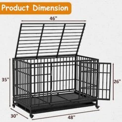 Tuanlove 48" Dog Crate Heavy Duty Indestructible Dog Crate, High Anxiety Dog Crate With Lockable Wheels Double Doors & Locks Design, Removable Tray Design, Upgraded (Silver) -Zoomie Shop 51qKoRB4yJL