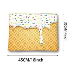 GENERIC Multicolor Soft Warm Pet Fleece Throw For Small Dogs And Cats Cartoon Like Image Of And Melting Ice Cream Cones Super Soft Plush Dog Crate Pad For Travel Or Home Food 14" X 18"
