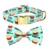 JIUJIA Stud Muffin Dog Bow Tie Dog Collar Accessory,Detachable Bowtie,Adjustable Collar For Small Medium Large Dogs