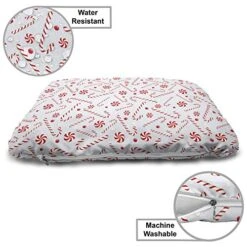 Ambesonne Candy Cane Pet Bed, Sugary Treats Of New Year Celebrations Pattern Of Holiday Food, Chew Resistant Pad For Dogs And Cats Cushion With Removable Cover, 24" X 39", Red White Coconut 6 Ambesonne Candy Cane Pet Bed, Sugary Treats Of New Year Celebrations Pattern Of Holiday Food, Chew Resistant Pad For Dogs And Cats Cushion With Removable Cover, 24" X 39", Red White Coconut -Zoomie Shop 51r4UVm3oSL