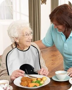 Funnywall88 Adult Bibs Black Puppy Dog Pets Waterproof Apron For Elderly, Women For Eating With Adjustable Strap Snap Closure - Washable With Optional Crumb Catcher, Reusable, Large -Zoomie Shop 51ra4EHAUcL