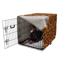 Lunarable Cinco De Mayo Dog Crate Cover, Pattern With Traditional Food Sombrero And Dia De Los Muertos Skull, Easy To Use Pet Kennel Cover For Small Dogs Puppies Kittens, 42 Inch, Multicolor -Zoomie Shop 51rbjDgzzaL