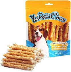 YesPettiChew Chicken Wrapped Rawhide Sticks Dog Treats, Long Lasting Puppy Chew Snacks, Teeth Cleaning Dog Rawhide Chews For All Dogs, 4.7' 11 Oz -Zoomie Shop 51ruHXKnzmL. AC