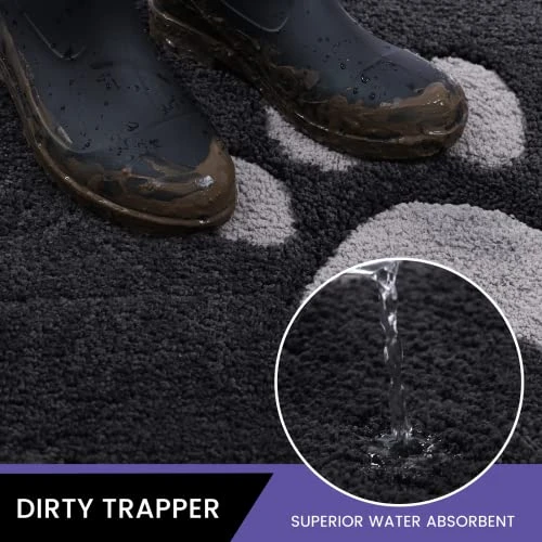 Door Mat Indoor, Dog Mats For Muddy Paws Super Absorbent, Low-Profile Entryway Rug With Non-Slip Backing, Washable Dirty Trapper Inside Entrance Doormat For Shoes, 20" X 32", Dark Gray 4 Door Mat Indoor, Dog Mats For Muddy Paws Super Absorbent, Low-Profile Entryway Rug With Non-Slip Backing, Washable Dirty Trapper Inside Entrance Doormat For Shoes, 20" X 32", Dark Gray - Image 4