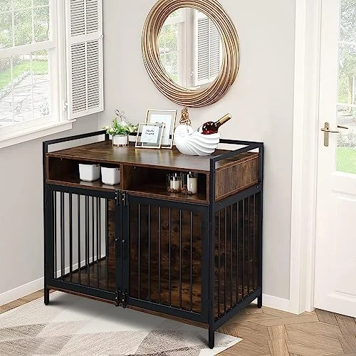 Dog Crate For Large Dogs, Black Furniture Dog Crate, Large Dog Kennel Indoor, Heavy Duty Wood Dog Cage Table With Drawers Storage, Sturdy Metal, Inner Size: 38.6" L X 23.6" W X 31.5" H 5 Dog Crate For Large Dogs, Black Furniture Dog Crate, Large Dog Kennel Indoor, Heavy Duty Wood Dog Cage Table With Drawers Storage, Sturdy Metal, Inner Size: 38.6" L X 23.6" W X 31.5" H - Image 5