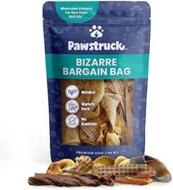Pawstruck Bizarre Assorted Natural Dog Treats, Pet Food, Long Lasting Chews For All Breeds, Beef Flavor, Animal Ears, Bones & Jerkies, Rawhide Alternative For Aggressive Chewersy, Bargain Bag - 1 Lb -Zoomie Shop 51sUKuEk7JL. AC