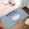 Animals Doormats, Non Slip Washable Indoor Mat, Quickly Absorb Moisture And Resist Dirt Rugs For Enterway 18x30 Inch Pet Dog Corgi Wash Your Paws In Bathtub