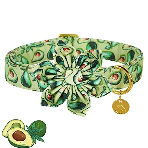 DOGWONG Summer Dog Collar With Flower,Avocado Dog Collar Comfortable Durable Fruit Dog Collar For Small Medium Large Dog 2 DOGWONG Summer Dog Collar With Flower,Avocado Dog Collar Comfortable Durable Fruit Dog Collar For Small Medium Large Dog - Image 2