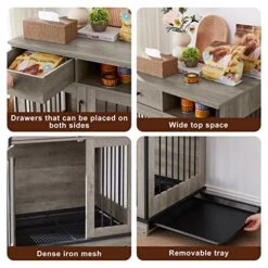 Furniture Dog Crate, Indoor Pet Crate End Tables, Decorative Wooden Kennels With Removable Trays (Grey) 11 Furniture Dog Crate, Indoor Pet Crate End Tables, Decorative Wooden Kennels With Removable Trays (Grey) -Zoomie Shop 51tJcWMJTUL