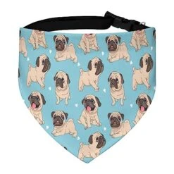 GENERIC Funny Cartoon Pugs Puppies Pet Bandana Collar - Scarf Collar - Art Dog Bandana Minimal Head Cicumference