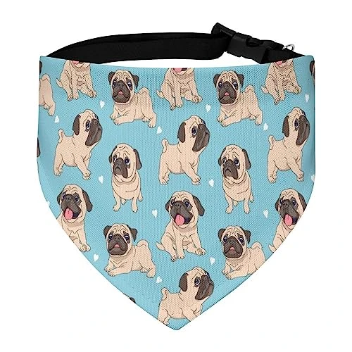 GENERIC Funny Cartoon Pugs Puppies Pet Bandana Collar - Scarf Collar - Art Dog Bandana Minimal Head Cicumference 1 GENERIC Funny Cartoon Pugs Puppies Pet Bandana Collar - Scarf Collar - Art Dog Bandana Minimal Head Cicumference