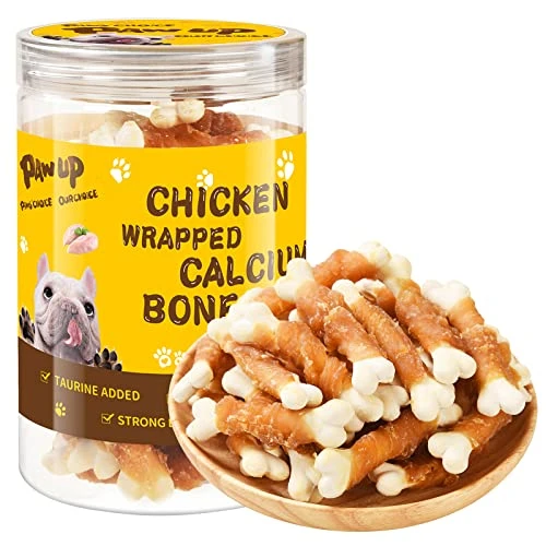 PAWUP Dog Treats Chicken Wrapped Calcium Bone, Training Treats For Small Dogs, Rawhide Free Dog Chews, Natural Teeth Clean W/Taurine, Limited Ingredients Natural Dog Reward, 12.5 Oz 1 PAWUP Dog Treats Chicken Wrapped Calcium Bone, Training Treats For Small Dogs, Rawhide Free Dog Chews, Natural Teeth Clean W/Taurine, Limited Ingredients Natural Dog Reward, 12.5 Oz