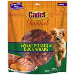 Cadet Gourmet Sweet Potato & Duck Wraps Dog Treats - Healthy & Natural Duck & Sweet Potato Dog Training Treats For Small & Large Dogs - Inspected & Tested In USA (28 Oz.)