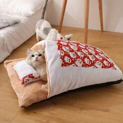 SONGBIRDTH Pet Bed,Cat Litter Closed Removable Washable Puppy Cotton Quilt Sleeping Bag Pet Supply,Breathable Cotton Blend,Removable Easy To Clean Red M -Zoomie Shop 51u7haGZoeL