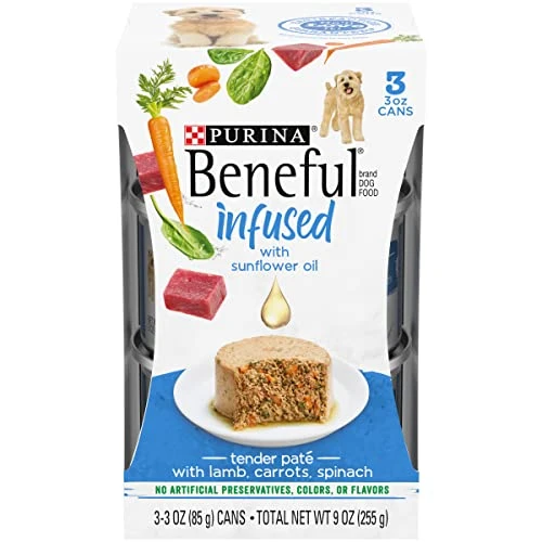 Beneful Purina Infused Wet Dog Food Pate With Real Lamb, Carrots And Spinach, With Sunflower Oil - (8 Packs Of 3) 3 Oz. Sleeves 1 Beneful Purina Infused Wet Dog Food Pate With Real Lamb, Carrots And Spinach, With Sunflower Oil - (8 Packs Of 3) 3 Oz. Sleeves