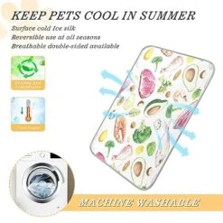 Washable Dog Cooling Mat Vegetables Meat Nuts Summer Cats Sleeping Mat Various Food Dog Bed Mats 23.6 * 38.6inch Pet Ice Silk Sleep Kennel Pad Animal Sleep Bed For Home Outdoor Travel -Zoomie Shop 51uSVpRb2RL