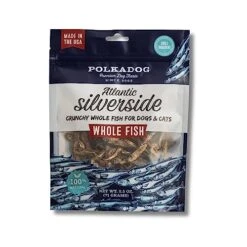 Polkadog Atlantic Silverside Whole Fish Dog Treats – All-Natural Treats For Dogs, Pets, Cats – Single Ingredient Crunchy Pet Snacks, Training Treats – Wild-Caught Fish – 2.5 Oz.