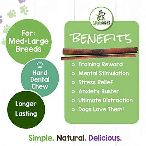 Nature Gnaws Bully Sticks For Dogs - Premium Natural Beef Dental Bones - Long Lasting Dog Chew Treats For Aggressive Chewers - Rawhide Free - Mixed Thickness 8 Ounce (Pack Of 1) 2 Nature Gnaws Bully Sticks For Dogs - Premium Natural Beef Dental Bones - Long Lasting Dog Chew Treats For Aggressive Chewers - Rawhide Free - Mixed Thickness 8 Ounce (Pack Of 1) - Image 2