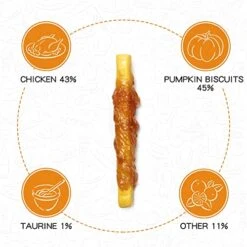 PAWUP Dog Treats Chicken Wrapped Biscuits Pumpkin Sticks, Rawhide Free Soft Chewy W/Taurine, Dog Training Treats,12.5oz -Zoomie Shop 51umqgV1iTL