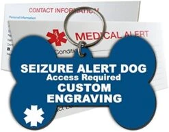 My Identity Doctor Seizure Alert Service Dog Tag Custom Engraved Dog Bone Plastic - Blue - Small -Zoomie Shop 51v jGAkHEL. AC