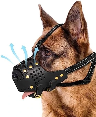 Dog Muzzle Leather, Pitbull Muzzle Amstaff Muzzles Staffordshire Terrier Secure Basket, Breathable And Adjustable Soft Muzzle For Medium Large Breeds Anti Biting Barking Chewing (Black, M) 9 Dog Muzzle Leather, Pitbull Muzzle Amstaff Muzzles Staffordshire Terrier Secure Basket, Breathable And Adjustable Soft Muzzle For Medium Large Breeds Anti Biting Barking Chewing (Black, M) - Image 9