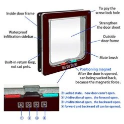 4 Ways Lockable Dog Cat Kitten Door Security Flap Door Small Animal Puppy Kitten Gate Pet Supplies Brown White -Zoomie Shop 51vcHwBHn2L