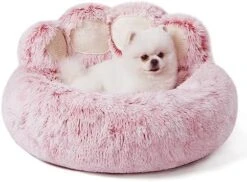 Jiupety Dog Bed With Standing Paws | Upgraded Soothing Paw Dog Bed | Cozy Comfy Small Dog Bed | Creative Dog Donut Bed With Bear Paws | Pink L Size 26”X26”X8” | Pet Paw Dog Bed For Small Dogs -Zoomie Shop 51wGQHuOwaL. AC